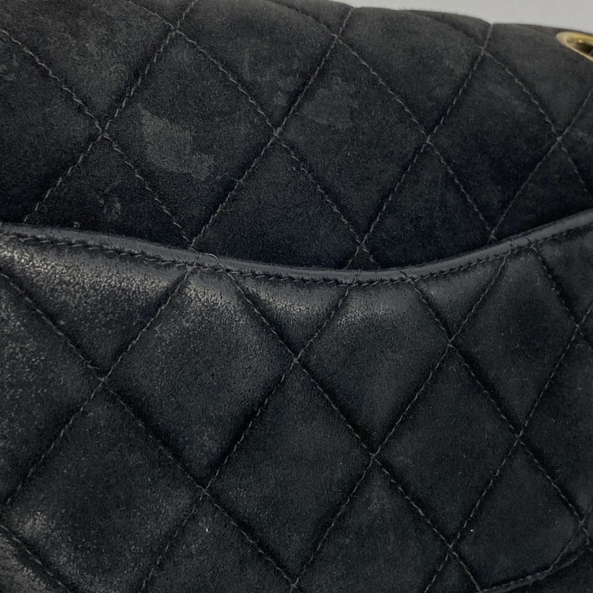 Chanel Shoulder Bag Matelasse Suede Black Women's