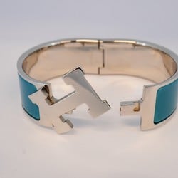 Hermes Bangle Click-Clack GM Metal Silver Blue Men's Women's