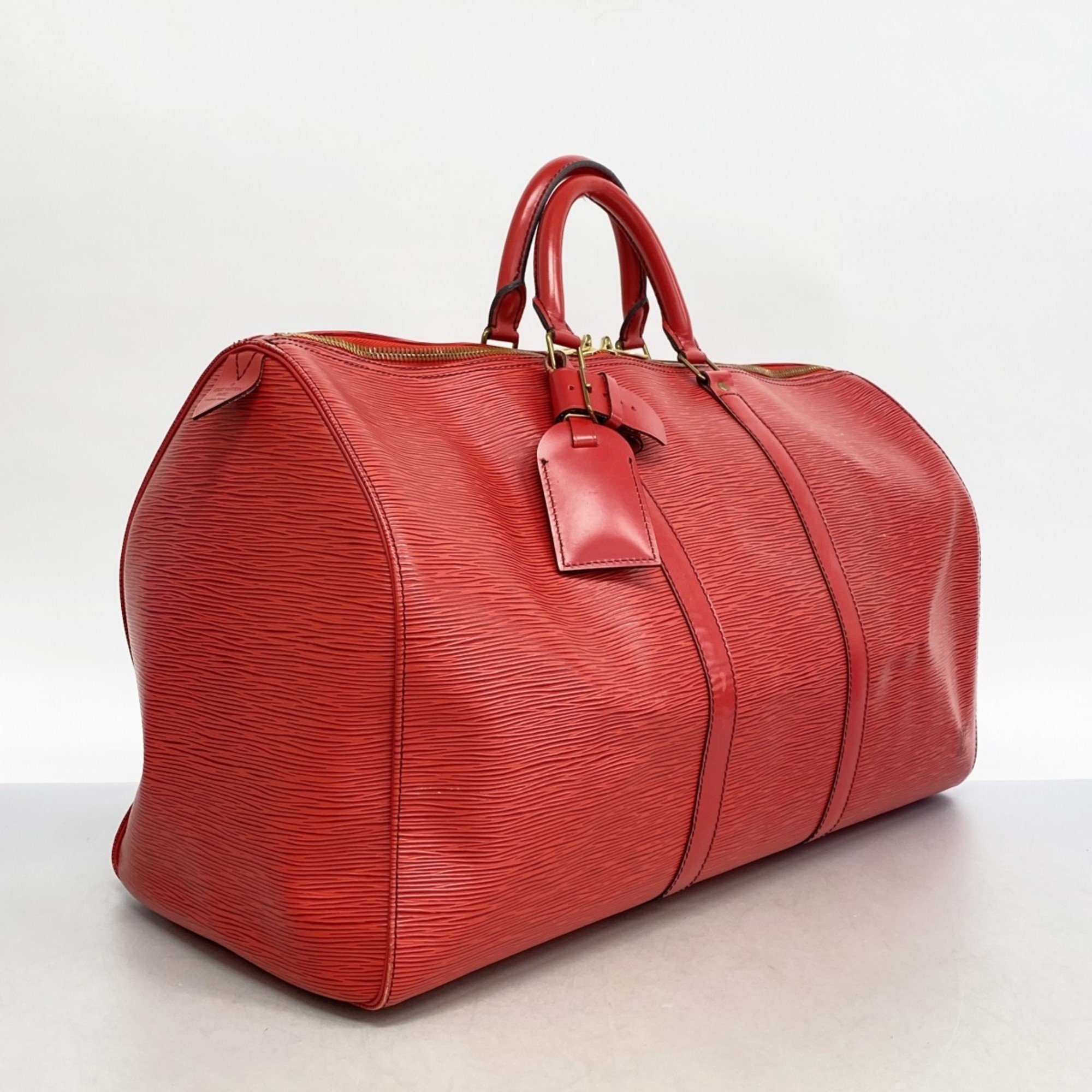 Louis Vuitton Boston Bag Epi Keepall 50 M42967 Castilian Red Men's Women's