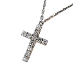 Cartier Necklace Symbol Cross Diamond K18WG White Gold Ladies