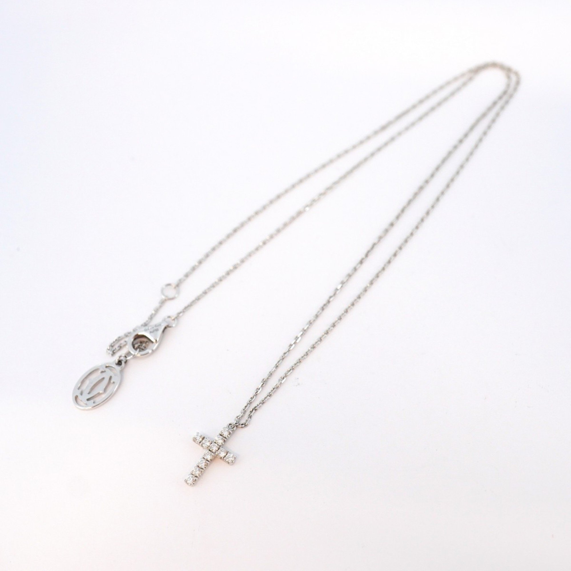 Cartier Necklace Symbol Cross Diamond K18WG White Gold Ladies