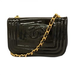 Chanel Shoulder Bag Patent Leather Black Women's