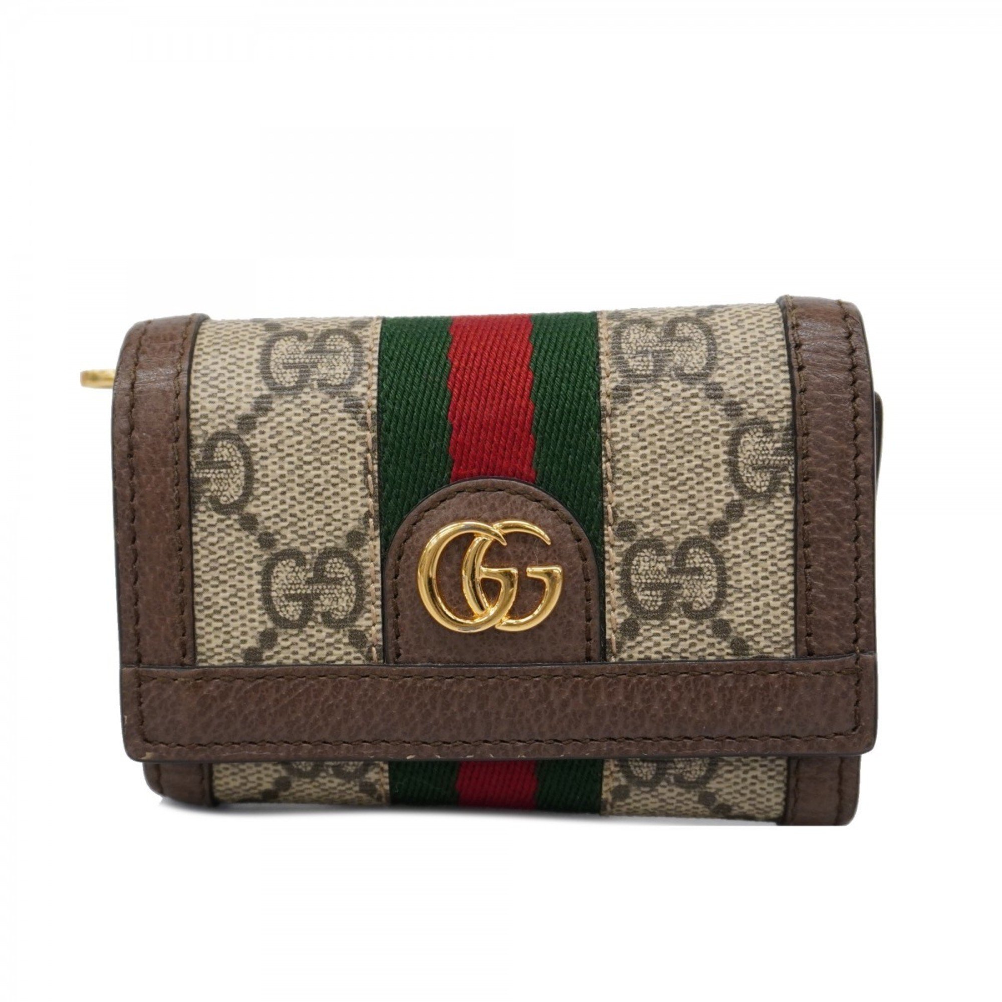 Gucci Ophidia Tri-fold Wallet 644334 Brown Green Red Women's