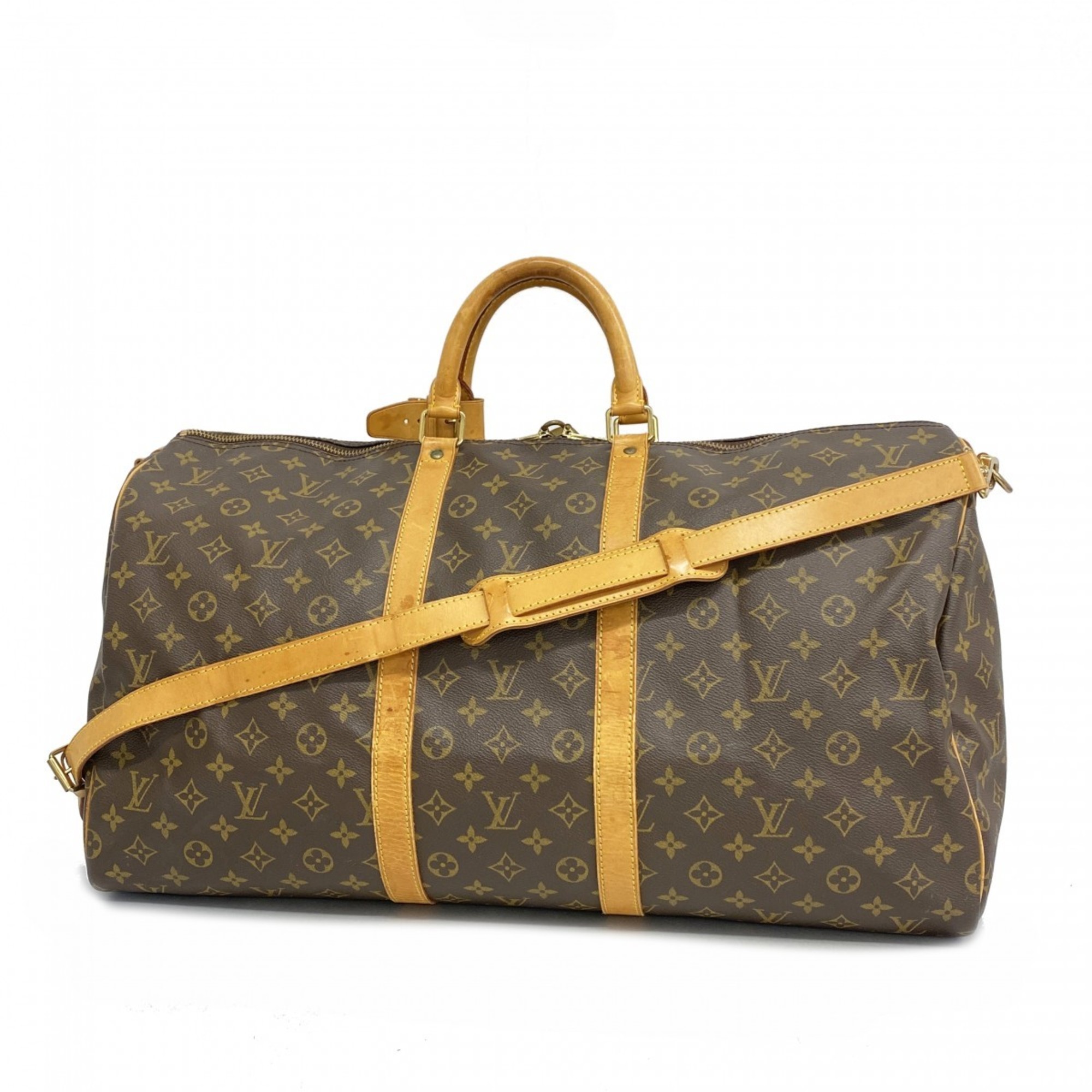 Louis Vuitton Boston Bag Monogram Keepall Bandouliere 55 M41414 Brown Men's Women's