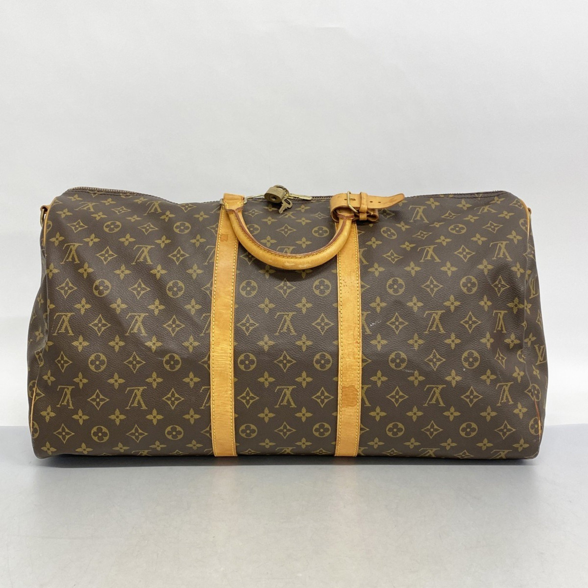 Louis Vuitton Boston Bag Monogram Keepall Bandouliere 55 M41414 Brown Men's Women's