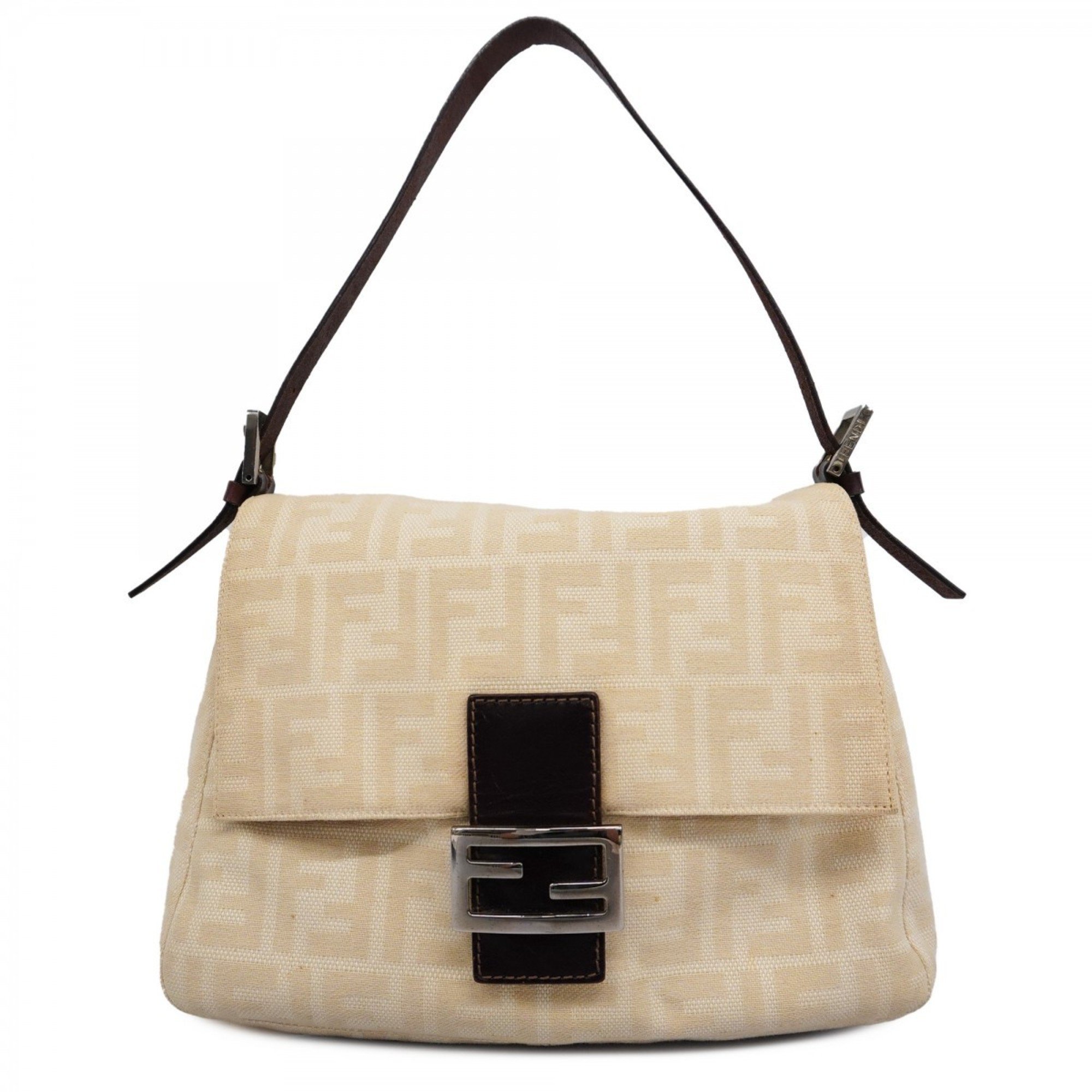 Fendi Handbag Zucca Mamma Bucket Canvas Beige Brown Women's