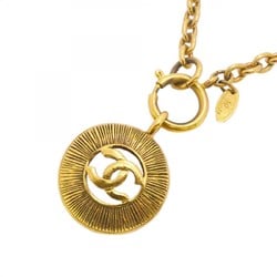 Chanel Necklace Coco Mark Circle GP Plated Gold Ladies