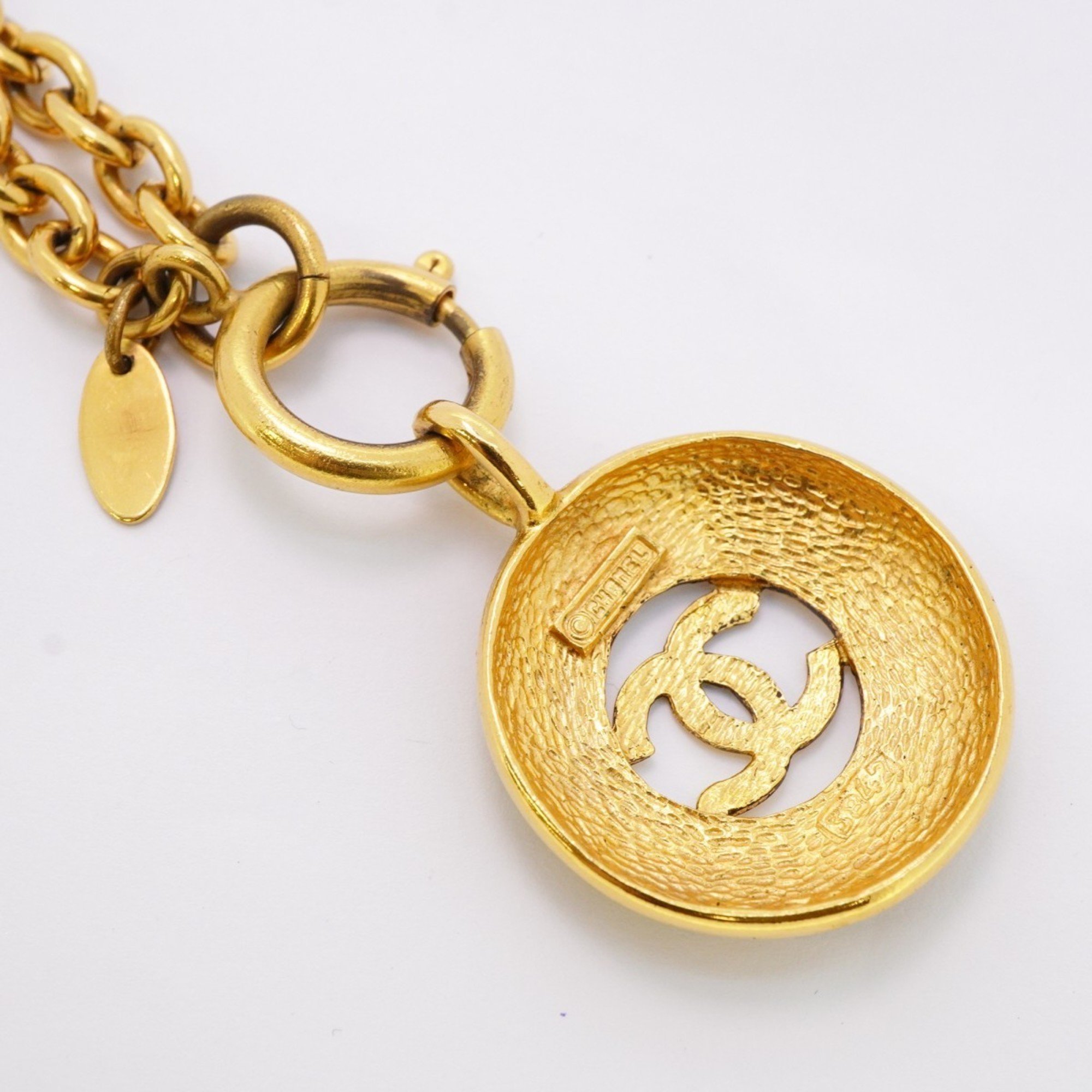 Chanel Necklace Coco Mark Circle GP Plated Gold Ladies