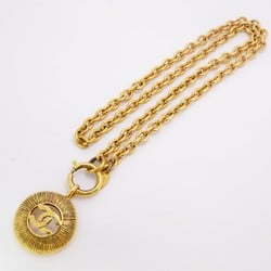 Chanel Necklace Coco Mark Circle GP Plated Gold Ladies