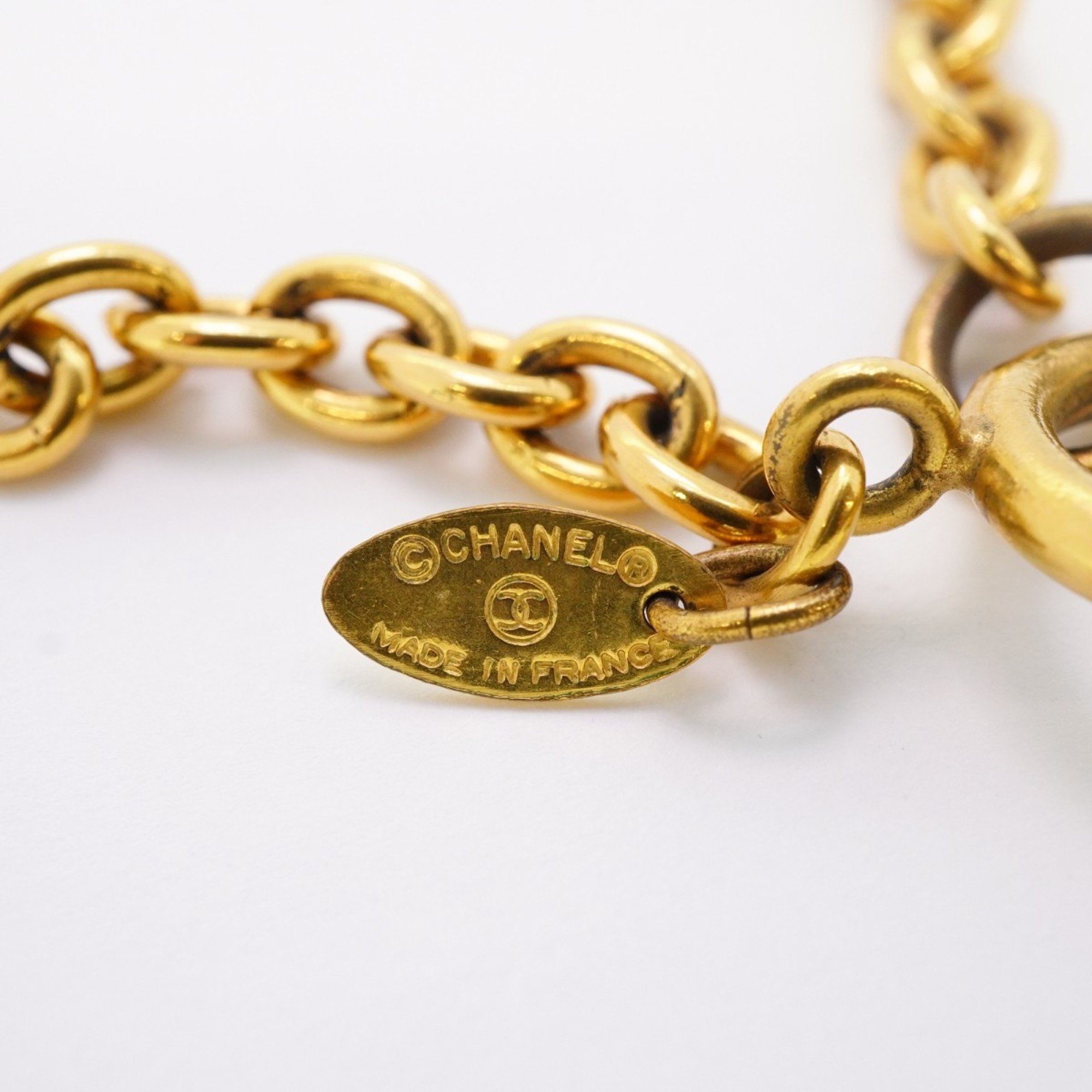 Chanel Necklace Coco Mark Circle GP Plated Gold Ladies