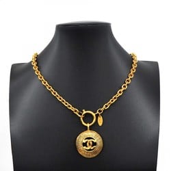 Chanel Necklace Coco Mark Circle GP Plated Gold Ladies