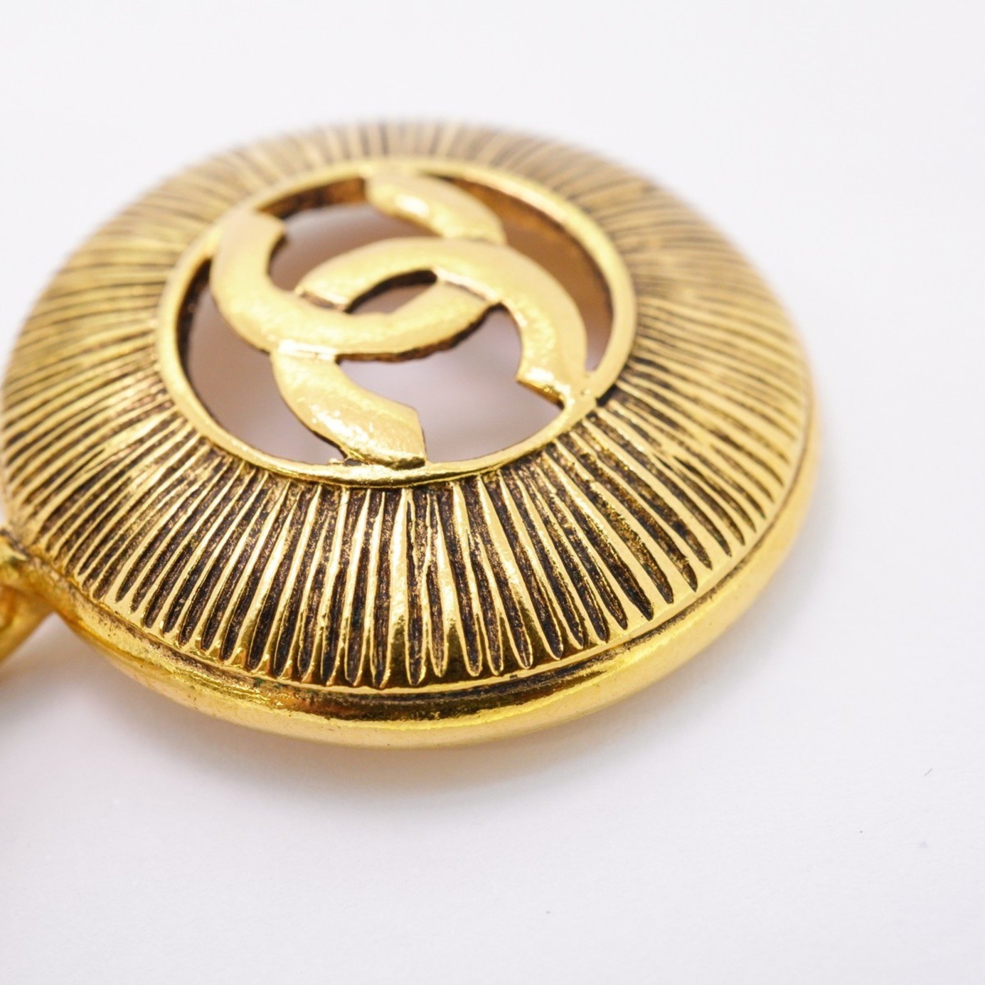 Chanel Necklace Coco Mark Circle GP Plated Gold Ladies