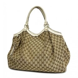 Gucci Tote Bag GG Canvas Brown Champagne Women's