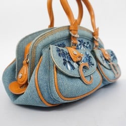 Christian Dior handbag denim blue brown ladies