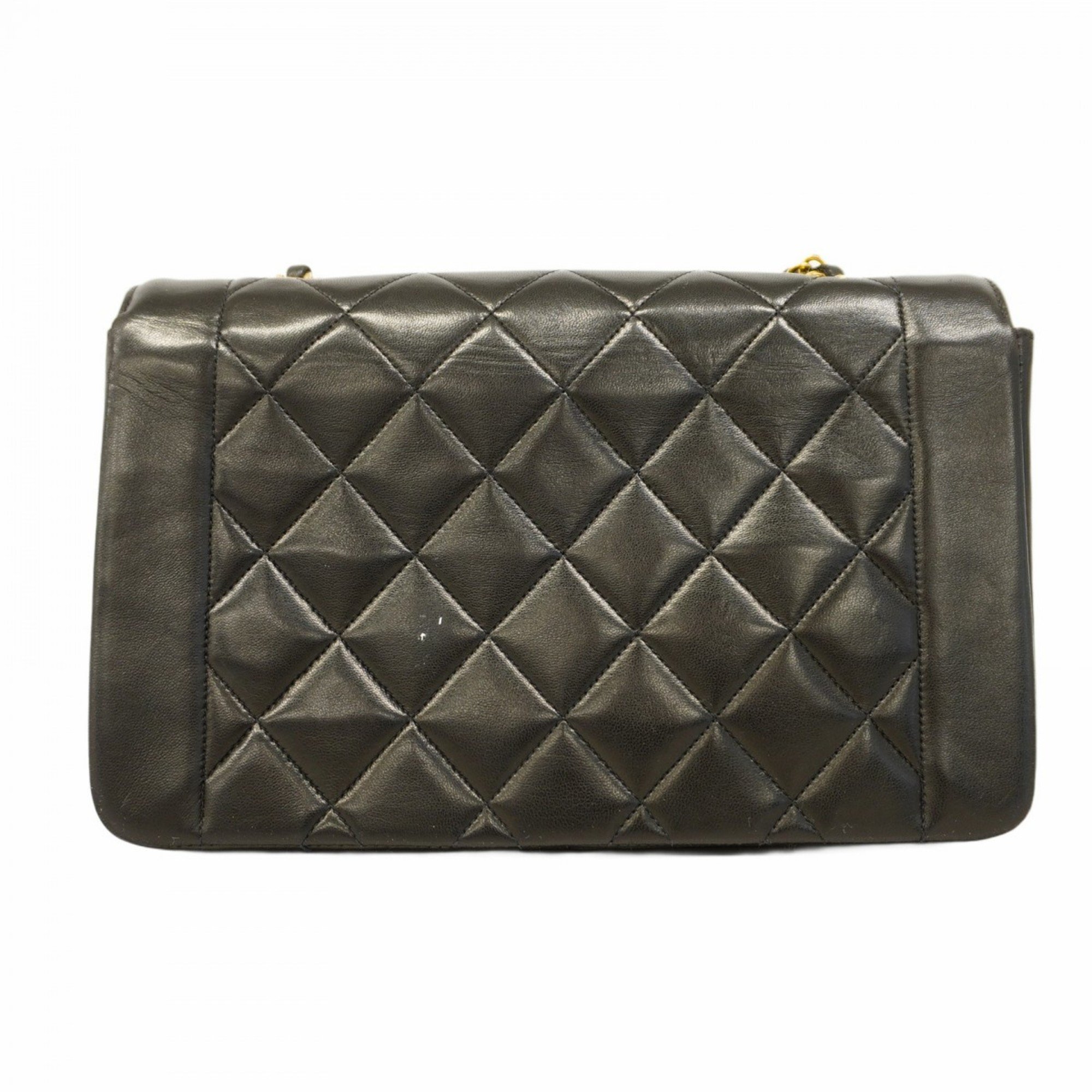 Chanel Shoulder Bag Matelasse Diana Lambskin Black Women's