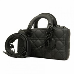 Christian Dior Handbag Cannage Lady Dijoy Leather Black Ladies