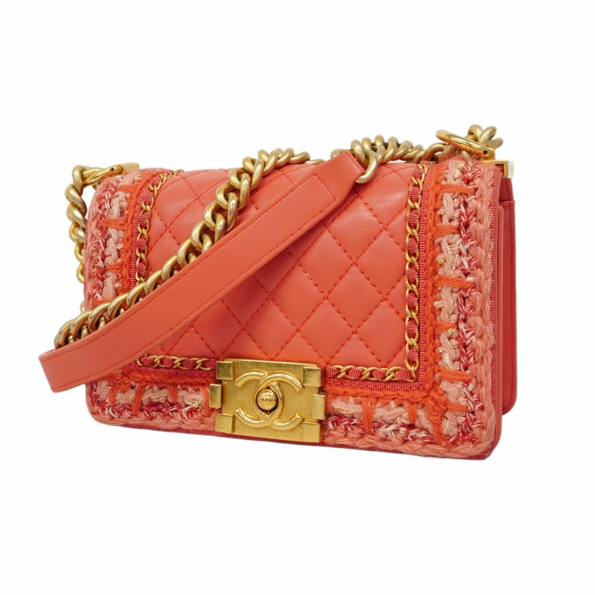 Chanel Shoulder Bag Boy Lambskin Pink Ladies