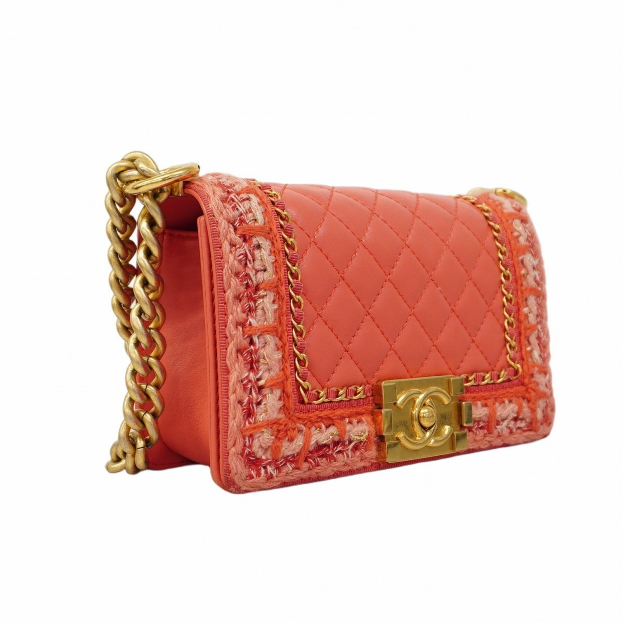 Chanel Shoulder Bag Boy Lambskin Pink Ladies