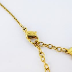 Christian Dior Necklace Oval Rhinestone GP Plated Gold Women's