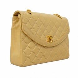 Chanel Shoulder Bag Matelasse Lambskin Beige Women's