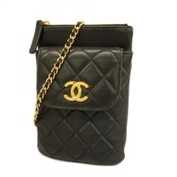 Chanel Shoulder Bag Matelasse Lambskin Black Women's