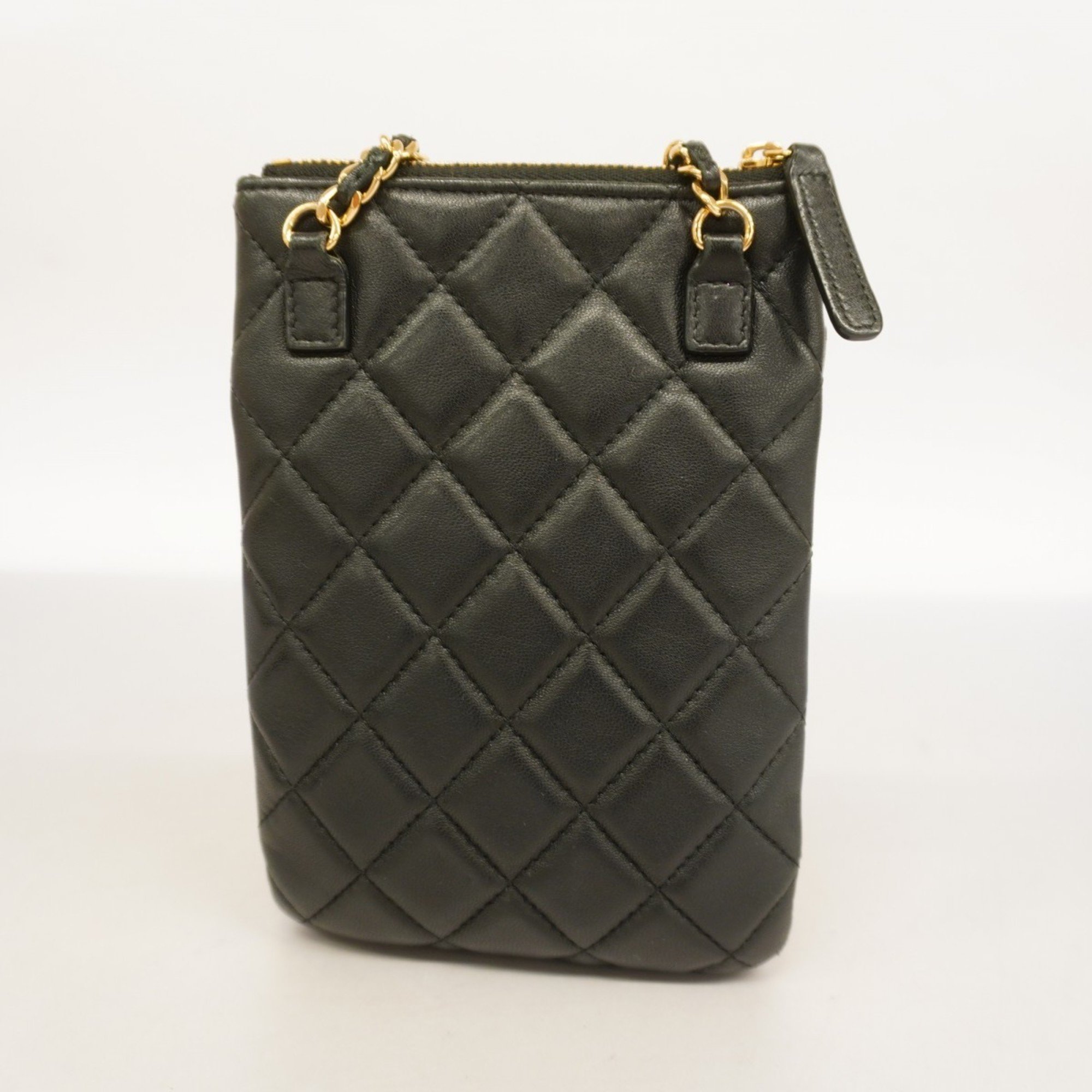 Chanel Shoulder Bag Matelasse Lambskin Black Women's