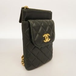 Chanel Shoulder Bag Matelasse Lambskin Black Women's