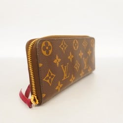 Louis Vuitton Long Wallet Monogram Portefeuille Clemence M60742 Brown Fuchsia Ladies