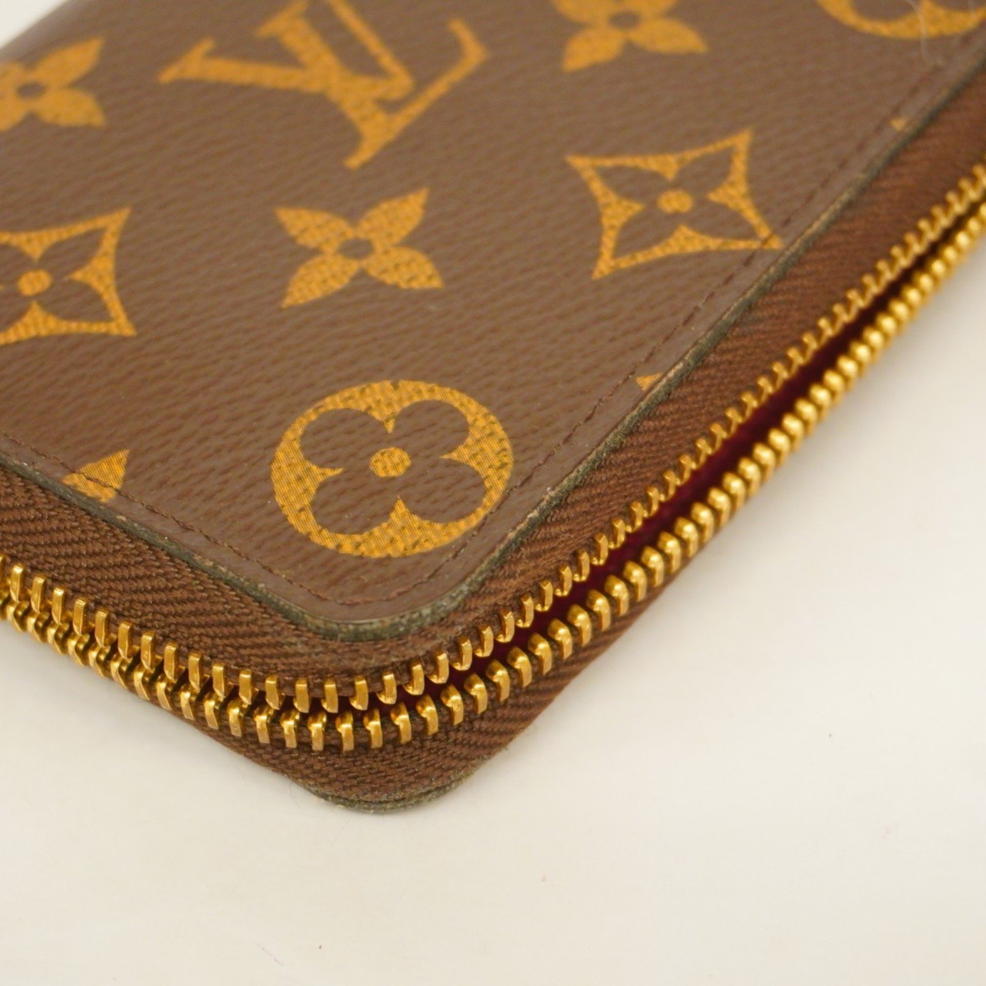 Louis Vuitton Long Wallet Monogram Portefeuille Clemence M60742 Brown Fuchsia Ladies