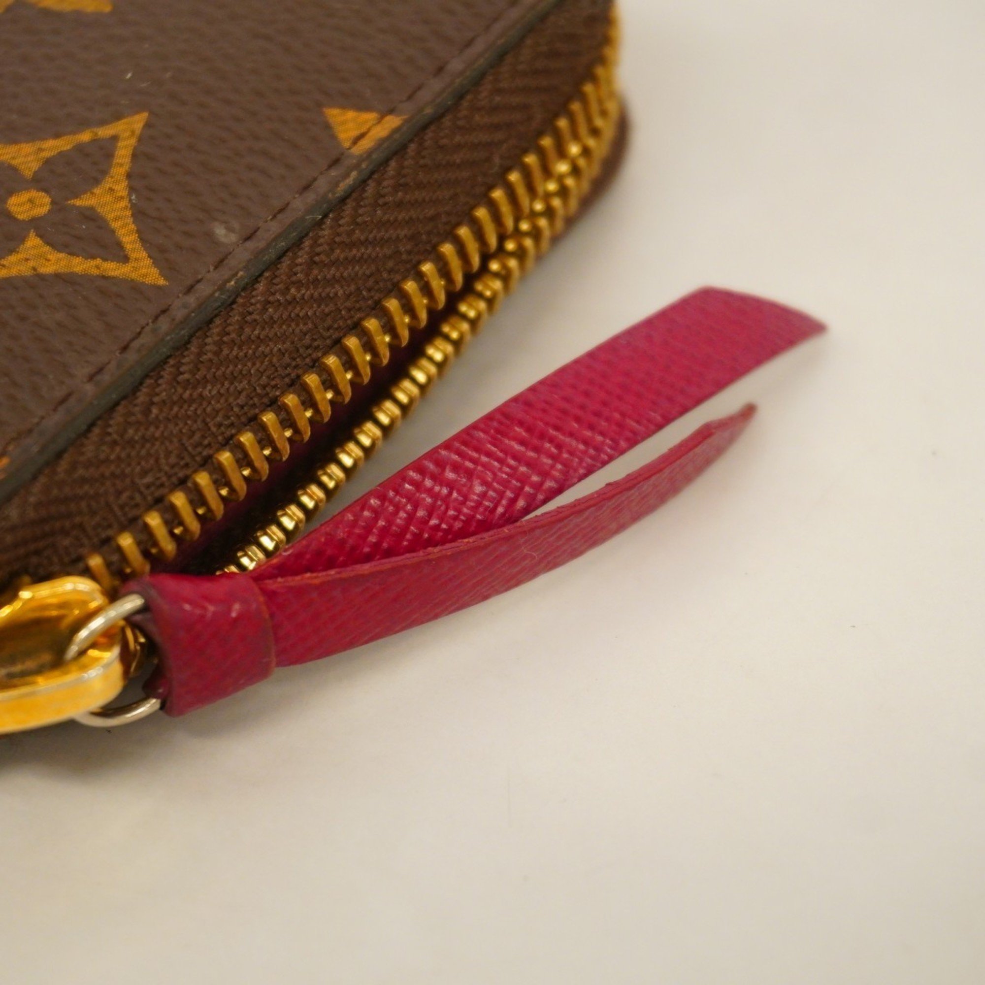 Louis Vuitton Long Wallet Monogram Portefeuille Clemence M60742 Brown Fuchsia Ladies