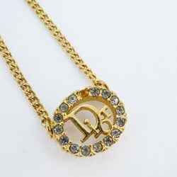 Christian Dior Necklace Oval Rhinestone GP Plated Gold Ladies