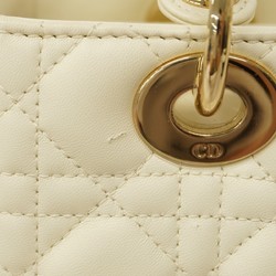 Christian Dior Handbag Cannage Lady Leather White Champagne Ladies