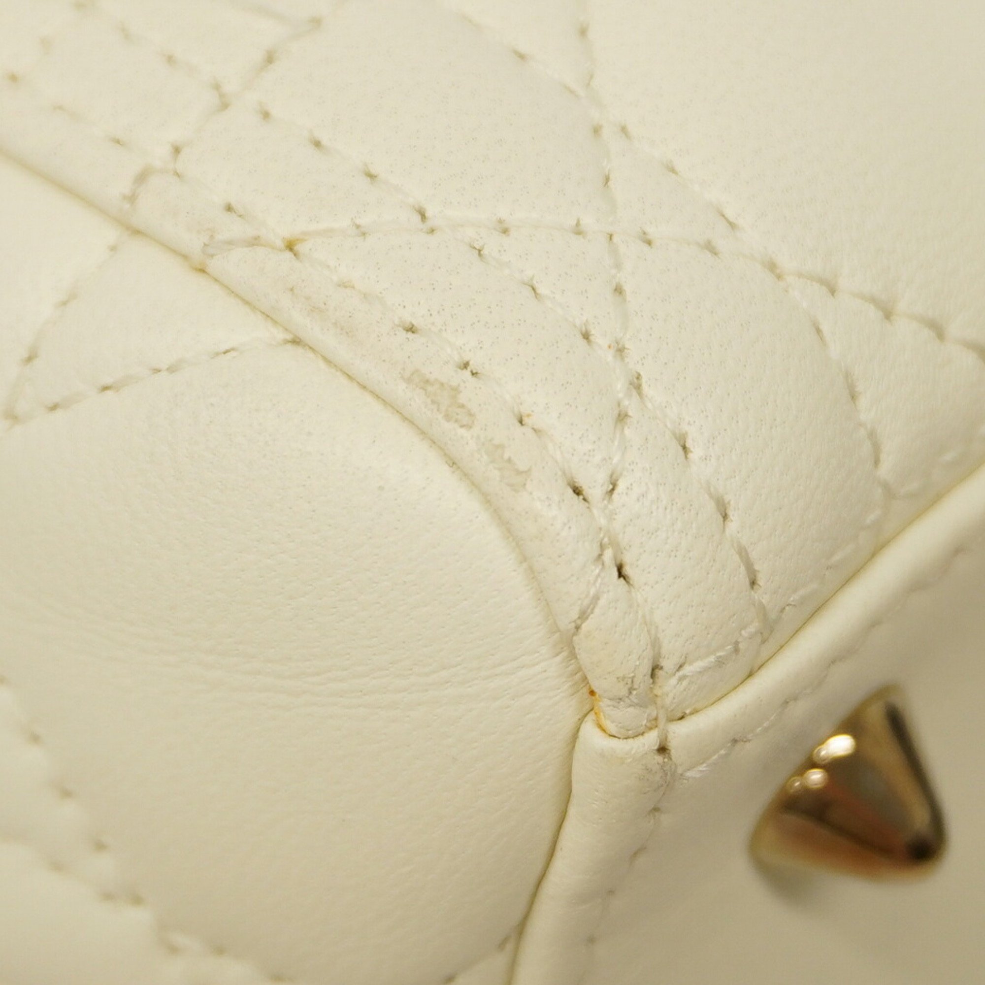 Christian Dior Handbag Cannage Lady Leather White Champagne Ladies