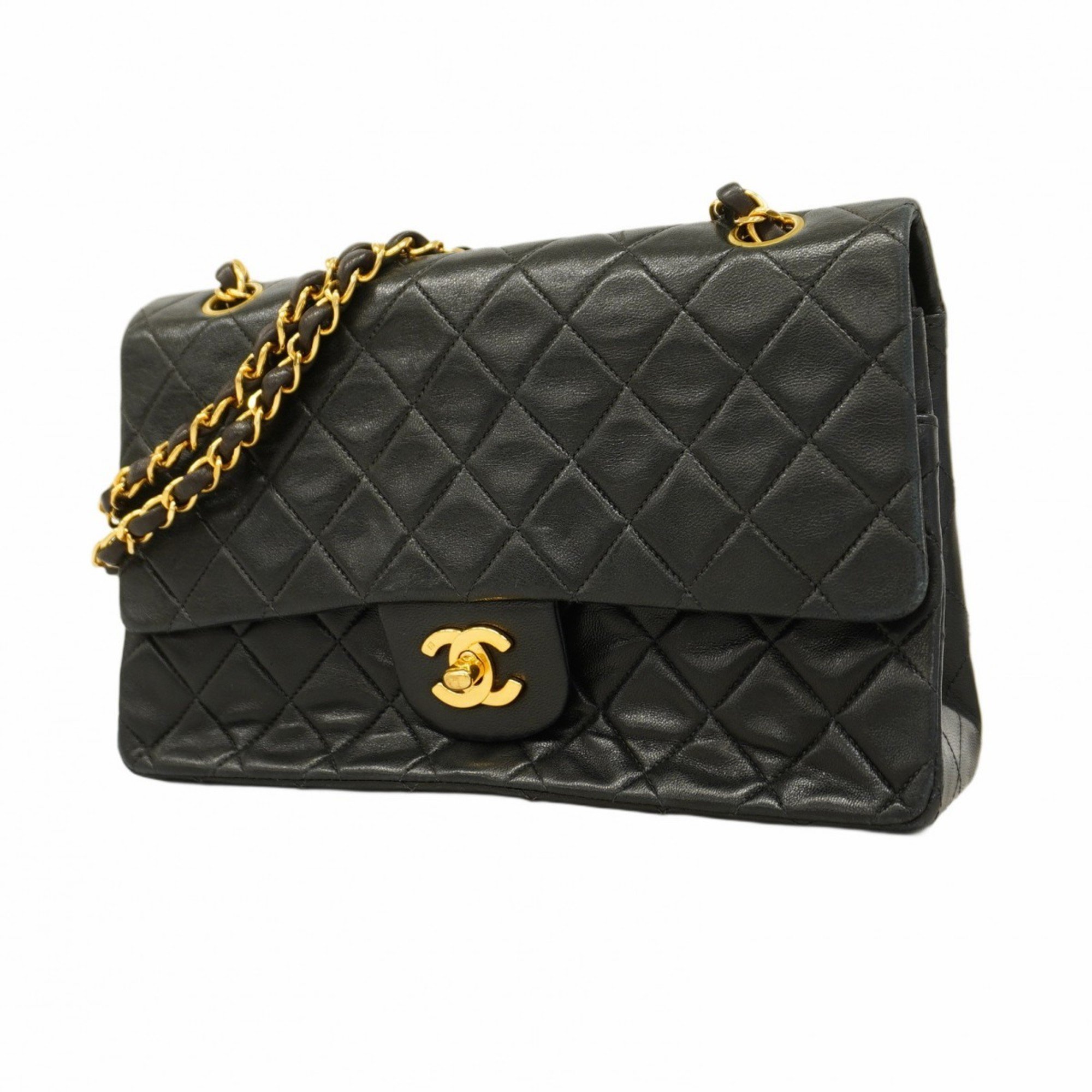 Chanel Shoulder Bag Matelasse Lambskin Black Women's