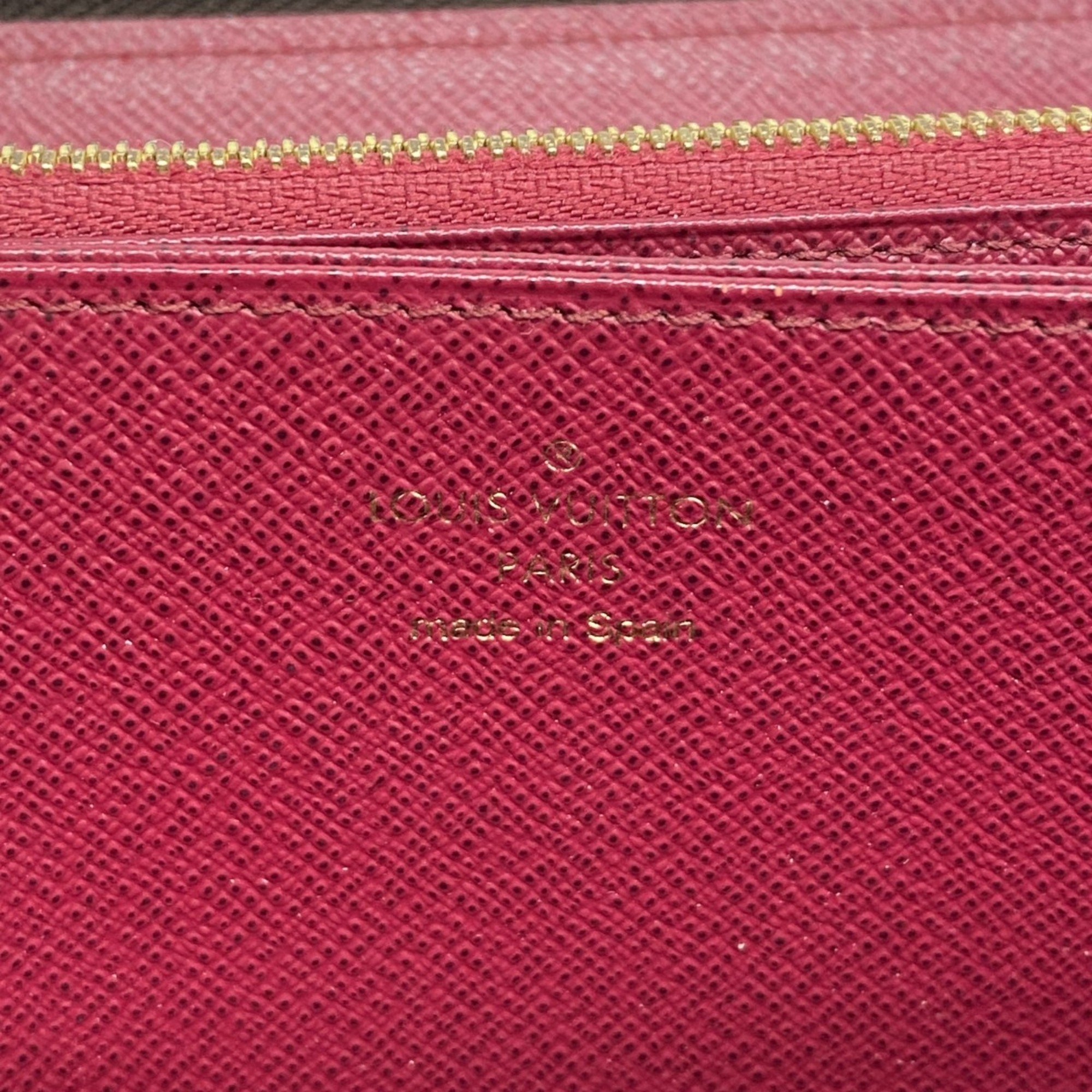 Louis Vuitton Long Wallet Monogram Zippy M41895 Brown Fuchsia Ladies