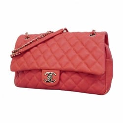 Chanel Shoulder Bag Matelasse Caviar Skin Pink Women's