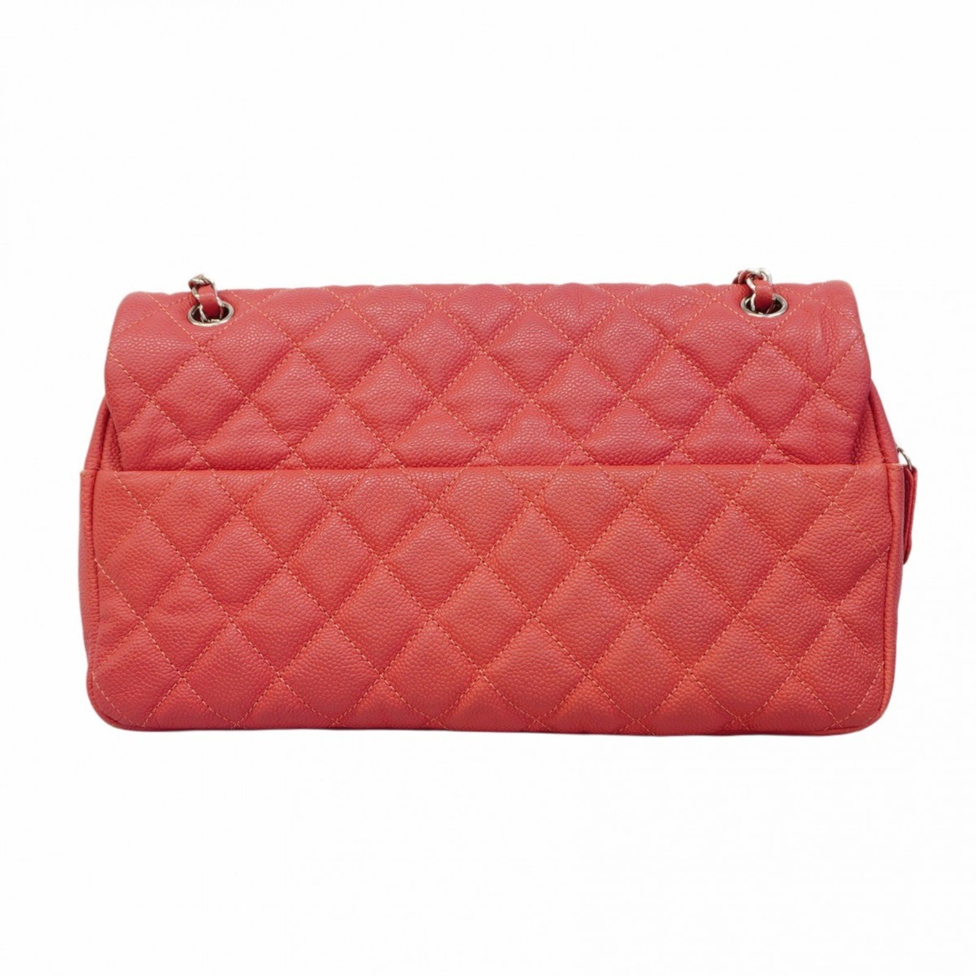 Chanel Shoulder Bag Matelasse Caviar Skin Pink Women's