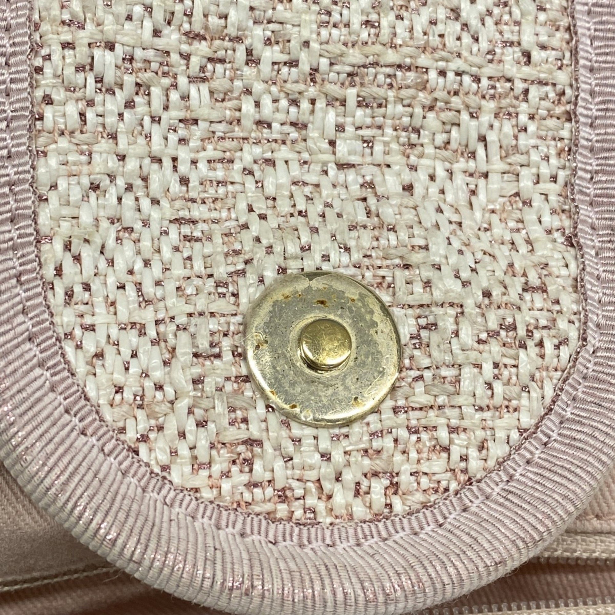 Chanel Tote Bag Deauville Tweed Pink Champagne Ladies