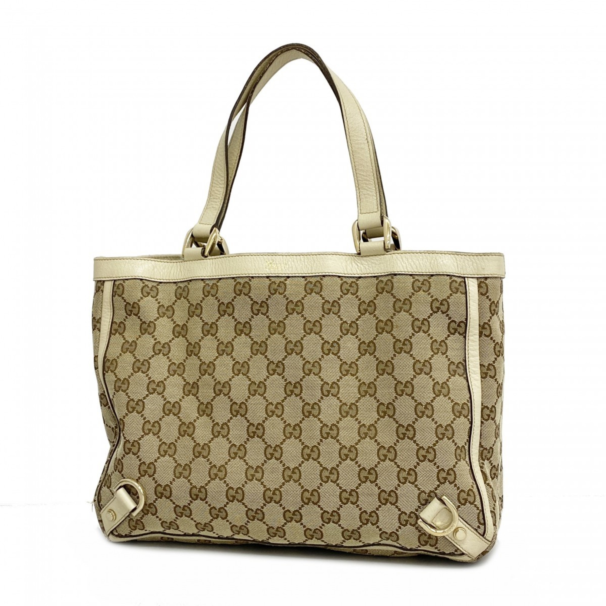 Gucci Tote Bag GG Canvas 170004 Beige Brown Champagne Women's