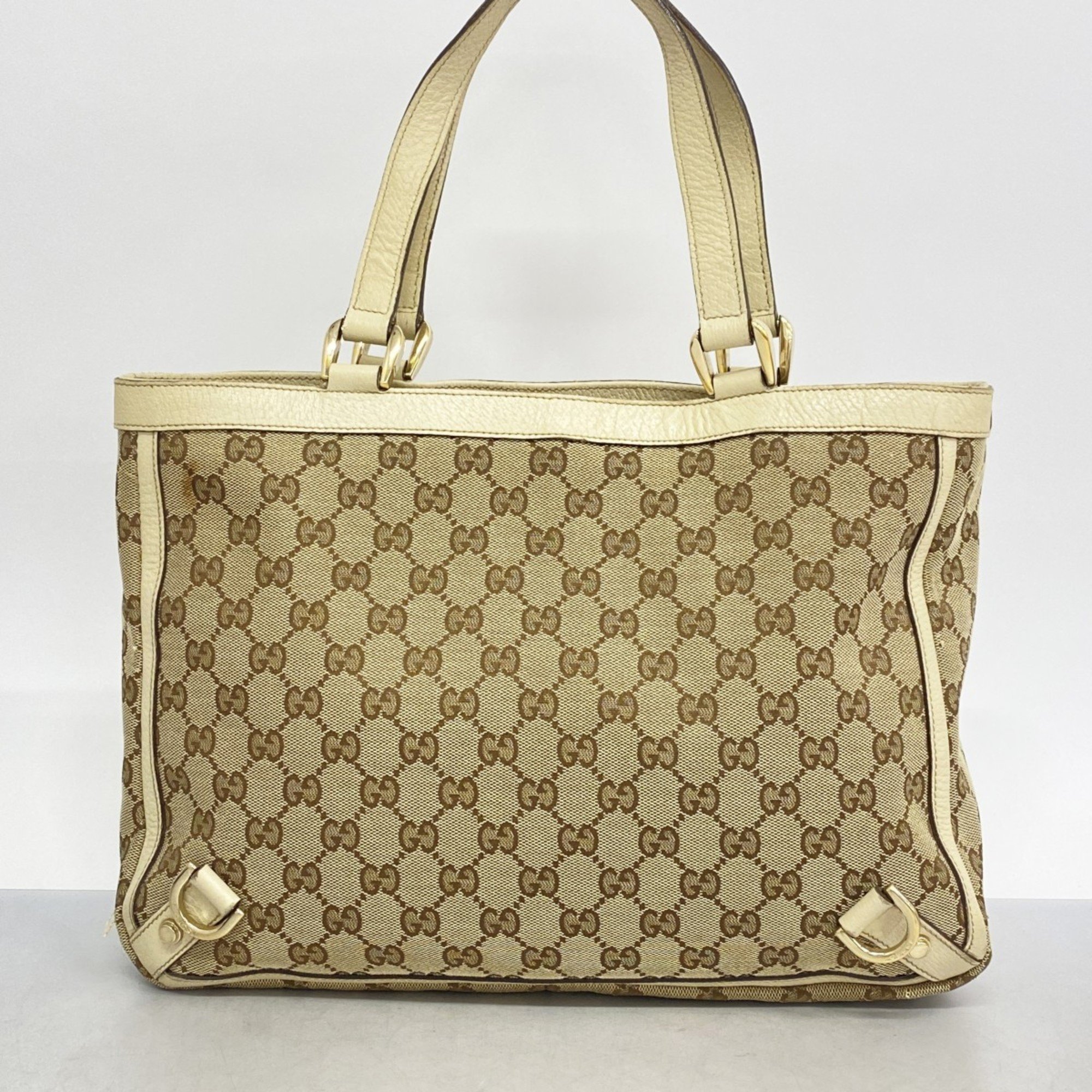 Gucci Tote Bag GG Canvas 170004 Beige Brown Champagne Women's