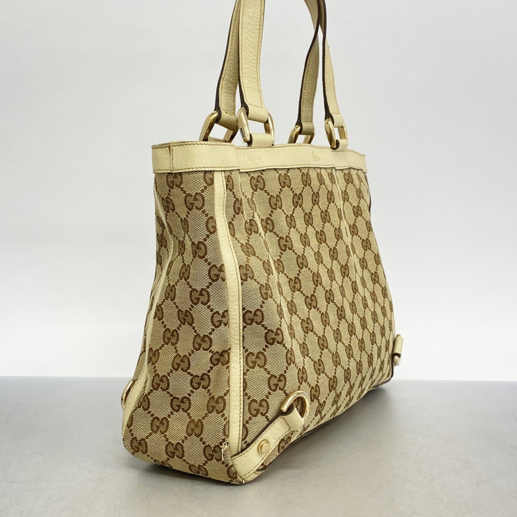 Gucci Tote Bag GG Canvas 170004 Beige Brown Champagne Women's