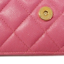 Chanel Shoulder Wallet Matelasse Caviar Skin Pink Women's