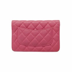 Chanel Shoulder Wallet Matelasse Caviar Skin Pink Women's