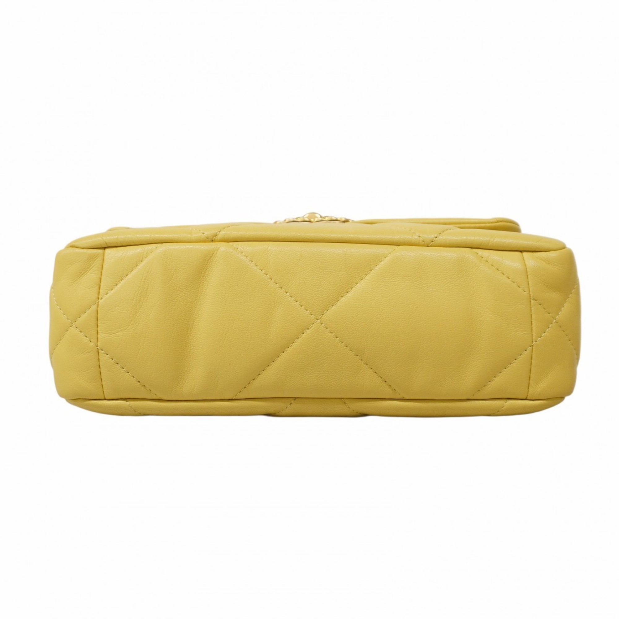 Chanel Shoulder Bag 19 Lambskin Yellow Women's