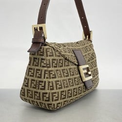 Fendi handbag Zucchino Mamma Bucket nylon canvas brown champagne ladies