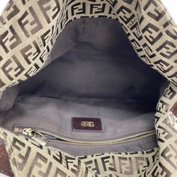 Fendi handbag Zucchino Mamma Bucket nylon canvas brown champagne ladies