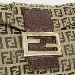 Fendi handbag Zucchino Mamma Bucket nylon canvas brown champagne ladies