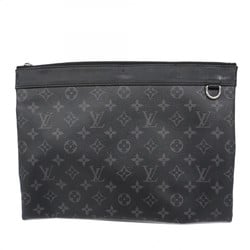 Louis Vuitton Clutch Bag Monogram Eclipse Pochette Discovery M62291 Black Grey Men's