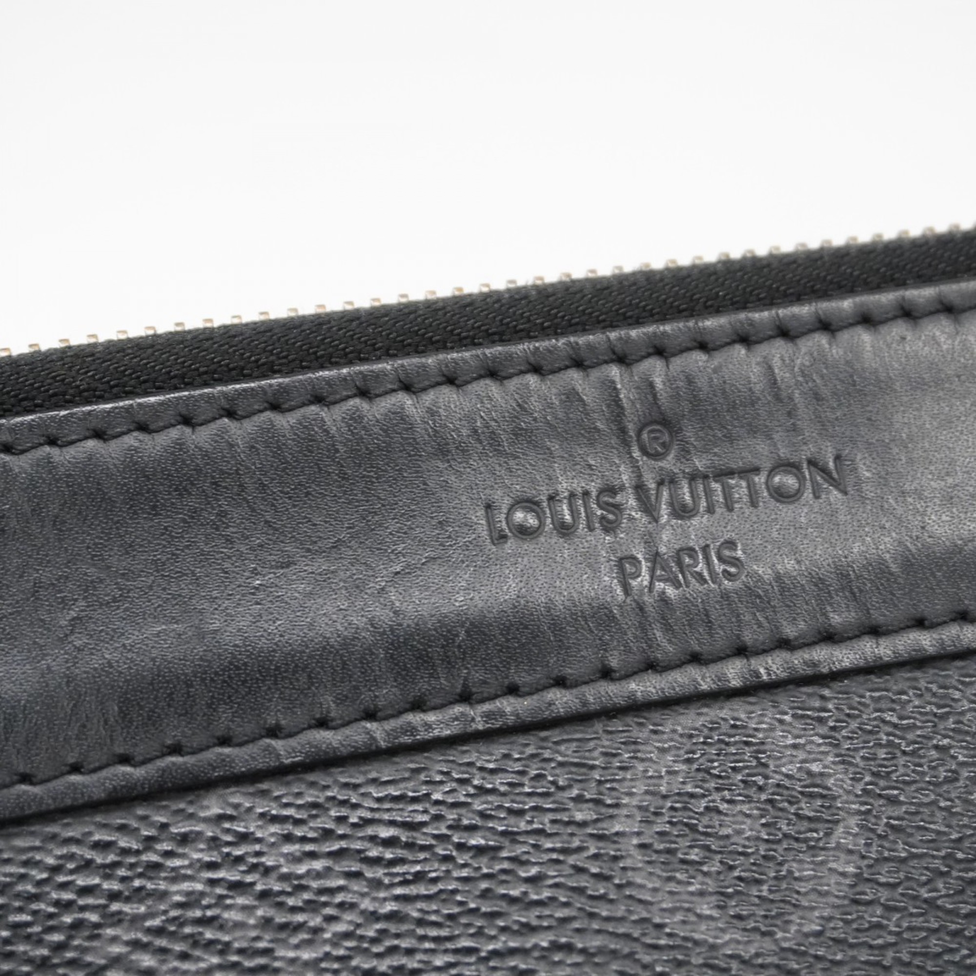 Louis Vuitton Clutch Bag Monogram Eclipse Pochette Discovery M62291 Black Grey Men's