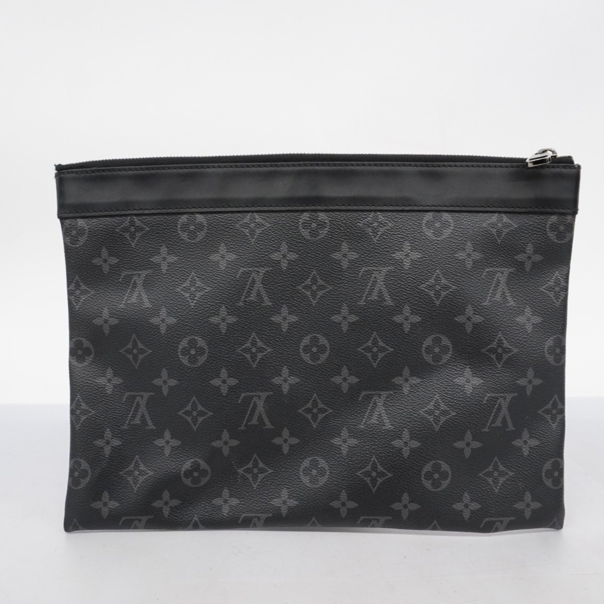 Louis Vuitton Clutch Bag Monogram Eclipse Pochette Discovery M62291 Black Grey Men's